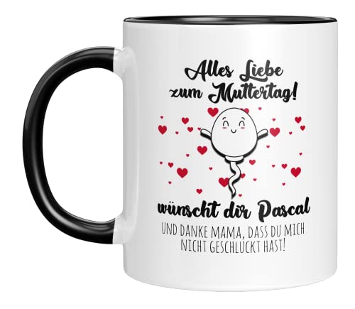 TassenTicker -Personalisiert Mama Tasse - Muttertagsgeschenk - lustiges geschenk - Danke, dass du mich nicht geschluckt hast - Geburtstagsgeschenk - Mutter - Geschenk (Schwarz), TT66 von TassenTicker