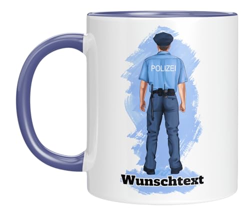 TASSENTICKER - Personalisierte Kaffeetasse für Polizisten - Polizei - Tasse als Geschenk - Kollegen - Beruf - Dankeschön - Geschenkidee - Geburtstagsgeschenk (Blau) von TASSENTICKER