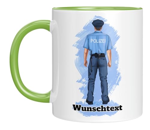 TassenTicker - Personalisierte Kaffeetasse für Polizisten - Polizei - Tasse als Geschenk - Kollegen - Beruf - Dankeschön - Geschenkidee - Geburtstagsgeschenk (Grün) von TassenTicker