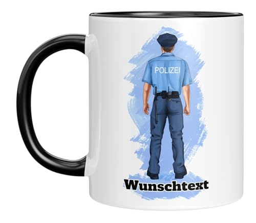 TASSENTICKER - Personalisierte Kaffeetasse für Polizisten - Polizei - Tasse als Geschenk - Kollegen - Beruf - Dankeschön - Geschenkidee - Geburtstagsgeschenk (Schwarz) von TASSENTICKER