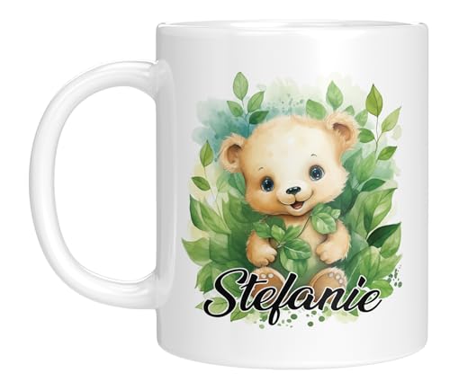 TassenTicker - Personalisierte Kindertasse mit Namen - mit Tieren - für Jungen & Mädchen - Tasse - Geschenk - Geburtstagsgeschenk - Namensgeschenke - Keramik - 330 ML (Bär) von TassenTicker