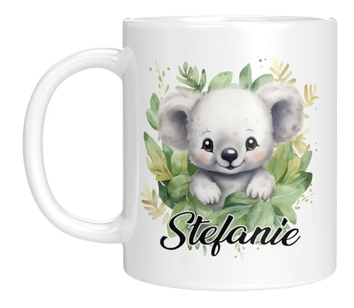 TassenTicker - Personalisierte Kindertasse mit Namen - mit Tieren - für Jungen & Mädchen - Tasse - Geschenk - Geburtstagsgeschenk - Namensgeschenke - Keramik - 330 ML (Koala) von TassenTicker