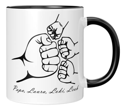 TassenTicker - Personalisierte Tasse - Papa - Tochter - Sohn - Vatertag - Vatertagsgeschenk - Geburtstag - Beste Papa- Geschenk - Papaspruch (3 Kinder) von TassenTicker