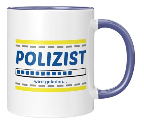 TASSENTICKER - Polizist, wird geladen… - lustige Tasse als Geschenk - Arbeitskollegen - Beruf - Dankeschön - Witzig - Prüfung - Ausbildung- blau von TASSENTICKER