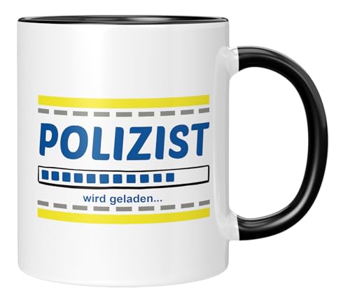 TASSENTICKER - Polizist, wird geladen… - lustige Tasse als Geschenk - Arbeitskollegen - Beruf - Dankeschön - Witzig - Prüfung - Ausbildung- schwarz von TASSENTICKER