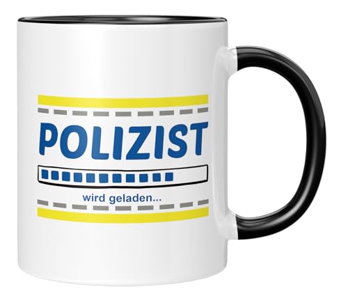 TassenTicker - Polizist, wird geladen - lustige Tasse als Geschenk - Arbeitskollegen - Beruf - Dankeschön - Witzig - Prüfung - Ausbildung- schwarz von TassenTicker