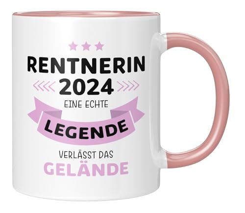 TassenTicker - Rentnerin 2024 - Eine echte Legende verlässt das Gelände - Renteneintritt Geschenk Frau - Ruhestand - Pension - Abschiedsgeschenk Kollegen - spülmaschinenfest - Rosa von TassenTicker