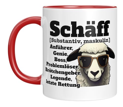TassenTicker - Schäff - Tasse mit Spruch - Chef Boss - Führungskraft - Beförderung - Geschenk für Vorgesetzte - Beförderung - Abschied - Mann - Freund - Keramik - 330 ml. (Rot) von TassenTicker