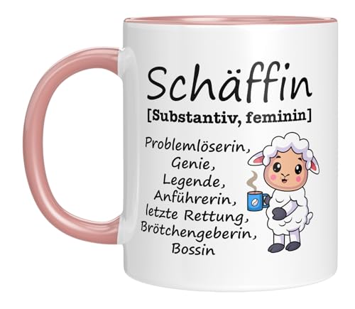 TassenTicker - Schäffin - Tasse mit Spruch - Chefin - Führungskraft - Beförderung - Geschenk für Vorgesetzte - Beförderung - Abschied - Frau - Freundin - Keramik - 330 ml. (Rosa) von TassenTicker