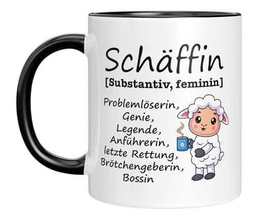 TassenTicker - Schäffin - Tasse mit Spruch - Chefin - Führungskraft - Beförderung - Geschenk für Vorgesetzte - Beförderung - Abschied - Frau - Freundin - Keramik - 330 ml. (Schwarz) von TassenTicker