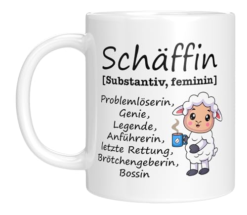 TassenTicker - Schäffin - Tasse mit Spruch - Chefin - Führungskraft - Beförderung - Geschenk für Vorgesetzte - Beförderung - Abschied - Frau - Freundin - Keramik - 330 ml. (Weiss) von TassenTicker