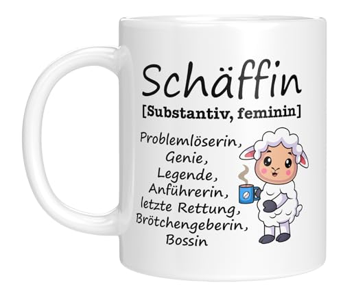 TASSENTICKER - Schäffin - Tasse mit Spruch - Chefin - Führungskraft - Beförderung - Geschenk für Vorgesetzte - Beförderung - Abschied - Frau - Freundin - Keramik - 330 ml. (Weiss) von TASSENTICKER