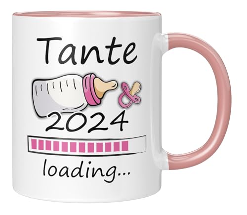 TassenTicker - Tante Loading 2024 - für werdende Tante - Mädchen oder Junge - Verkündung Schwangerschaft - Neffe, Nichte - Perfekte Geschenkidee von TassenTicker