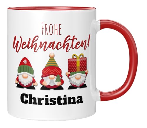 TASSENTICKER - Tasse mit Personalisierung - Weihnachtswichtel - Wichtel - Geschenk - individuelles kleines Geschenk - Weihnachtstasse - Rot von TASSENTICKER