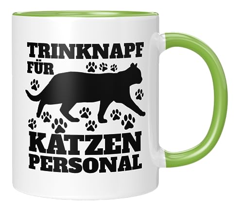 TassenTicker - Trinknapf für Katzenpersonal - Geschenk - Katzenmama - Katzenpapa - Katzenliebhaber - Tasse mit Spruch - Katzen - Geschenkidee (Grün) von TassenTicker