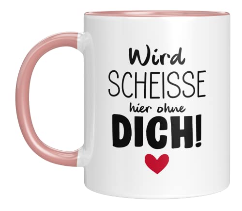 TassenTicker - Wird scheisse ohne dich - Abschiedsgeschenk Kollegen - beste kollegin - Jobwechsel - Geschenk - Abschied - Neuer Job - lieblingskollegin - Renteneintritt - Rente - Ruhestand - (Rosa) von TassenTicker