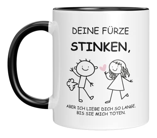 TASSENTICKER Tasse Mit Spruch Deine Fürze Stinken - Bestes Kaffeetassen Für Ihn lustige geschenke für männer - Furzen Büro Becher Geschenk - Spülmaschinenfeste Kaffeebecher - Weiß/Schwarz MUG2123 von TASSENTICKER