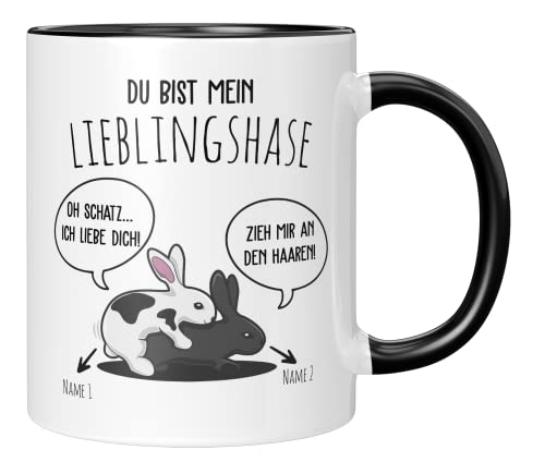 TassenTicker - ’’Du bist mein Lieblingshase’’ Personalisierte Geschenk - Kaffeetasse - Valentinstag - Valentinstaggeschenk - für Paare - lustig - Jahrestag für ihn sie - Hase - Liebe (Schwarz) von TassenTicker