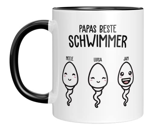 TassenTicker Papas beste Schwimmer - Personalisiert - bester Papa - Geschenke - Geburtstag - Vatertag - Vatertagsgeschenk - Vater Geburtstagsgeschenk (3 Kinder), Sper01 von TassenTicker