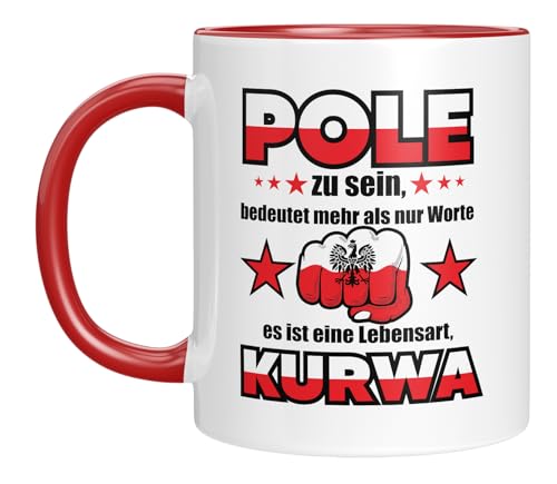 TassenTicker - Tasse mit Spruch - Pole zu sein, bedeutet mehr als nur Worte - Es ist eine Lebensart - Kurwa - Kaffeetasse - Polen - Geschenk - Polska - stolze Polen - Geschenkidee - Rot von TassenTicker