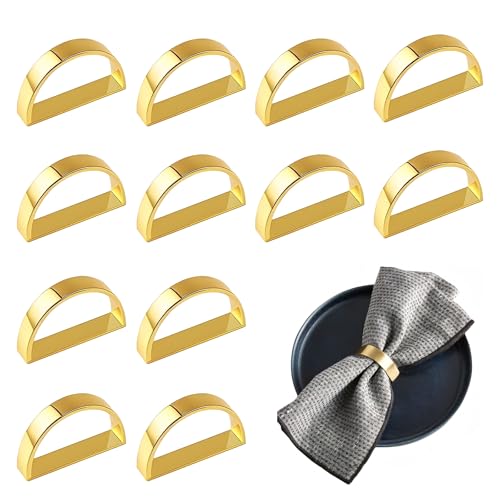 12 Stück Serviettenringe Gold, Serviettenringe aus Metall Elegante Serviettenschnallen Gold Serviettenring Set für Tischdekoration Valentinstag Ostern Hochzeit Weihnachten Abendessen Party von TASSFROO