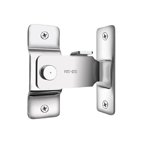 2 PCS Rechtwinklige Türschloss Hasp Latch, Schiebetür Schloss 90 Grad Türriegel Edelstahl Mit Schrauben Biegeschließung Schnalle Bolzen Riegel Schnalle für Alle Innen und Außentüren (Silber) von TASSFROO