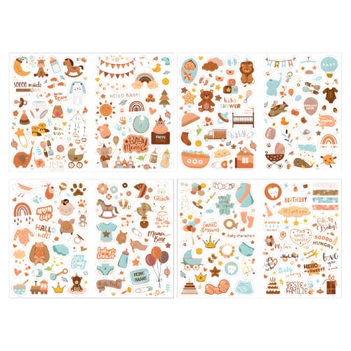 212 Motive Sticker Babyalbum, Aufkleber für Babyalbum Baby Sticker Set Aufkleber Hochzeit Gästebuch Fotoalbum Baby Babysticker Transparente Selbstklebende für Geschenke Fotoalbum für Mädchen Junge von TASSFROO