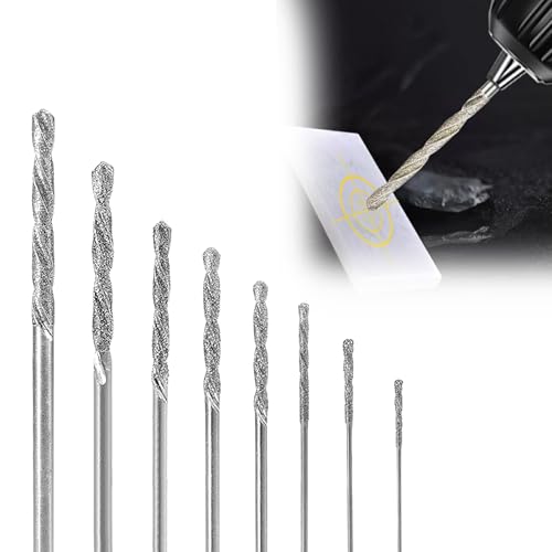 8 Stück Diamantspitze Spiralbohrer Set, Diamantbohrer Diamant Bohrer Mikrobohrer-Set 0.8MM bis 3.0MM Wendelbohrer mit Diamantspitzen Hochpräzise Bohrwerkzeuge für Glas Metall Muscheln Jade Perlen Usw von TASSFROO