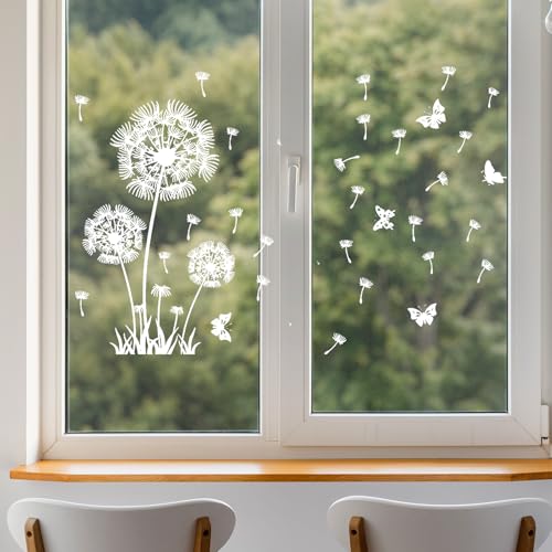 Löwenzahn Wandsticker, Pusteblume Fensterbilder Wiederverwendbare Löwenzahn Fensteraufkleber Weißer Pusteblume Schmetterlinge Wandaufklebe, Dekofolie, für Küche Bad Flur Fenster Tür 85x60 Löwenzahn Wandsticker, Pusteblume Fensterbilder Wiederverwendbare Löwenzahn Fensteraufkleber Weißer Pusteblume Schmetterlinge Wandaufklebe, Dekofolie, für Küche Bad Flur Fenster Tür 85x60 von TASSFROO
