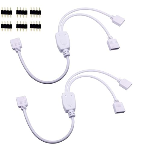 TASSFROO 4 Stück Weiss LED Strip Verlängerung Kable 4 Polig, 1 zu 2 LED Strip Splitter 4 Pin Connector Y Verteiler RGB Verlängerungskabel 4-poliger RGB-Splitter für 5050 3528 2835, Length 30 cm von TASSFROO