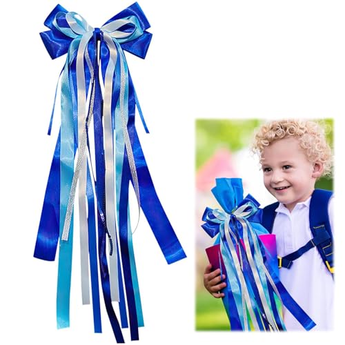TASSFROO Schleife Schultüte, 60×20CM Große Schultütenschleife Handgemacht Satinband Deko Schleifen Schultüte Mädchen Junge Blau Zuckertüten Schleife zum Verzieren Geschenkverpackung Einschulung Deko TASSFROO Schleife Schultüte, 60×20CM Große Schultütenschleife Handgemacht Satinband Deko Schleifen Schultüte Mädchen Junge Blau Zuckertüten Schleife zum Verzieren Geschenkverpackung Einschulung Deko von TASSFROO