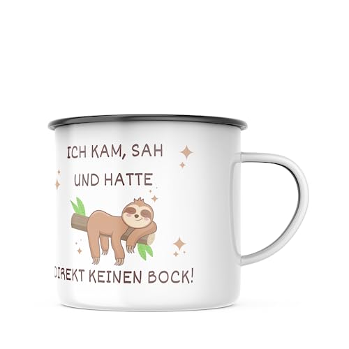 Emaille Tasse Ich kam, sah und hattte - Faultier Motiv - 300 Milliliter Kapazität, Spülmaschinenfest, lustiges Geschenk für Familie, Partner und Freunde - Für jeden Anlass von TASSen NeRD