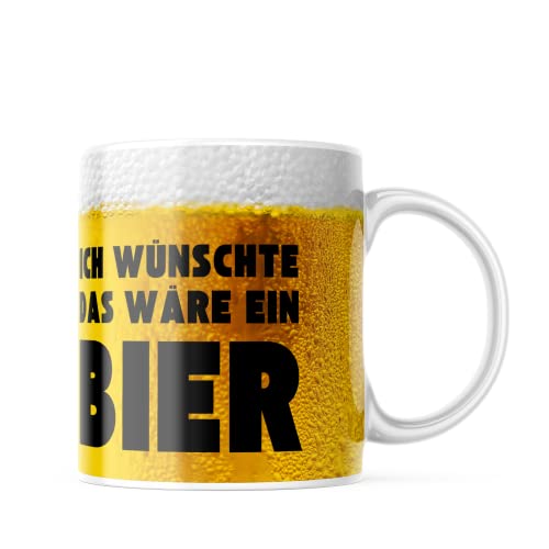 Tasse Ich wünschte das wäre ein Bier - Bier Motiv, 330 Milliliter Kapazität, Spülmaschinenfest und Mikrowellensicher, lustiges Geschenk für Familie, Partner und Freunde - Für jeden Anlass von TASSen NeRD