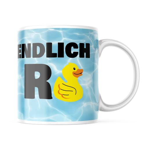 Tasse mit Endlich Rente - Ente Motiv, 330 Milliliter Kapazität, Spülmaschinenfest und Mikrowellensicher, lustiges Geschenk für Familie, Partner und Freunde - Für jeden Anlass von TASSen NeRD