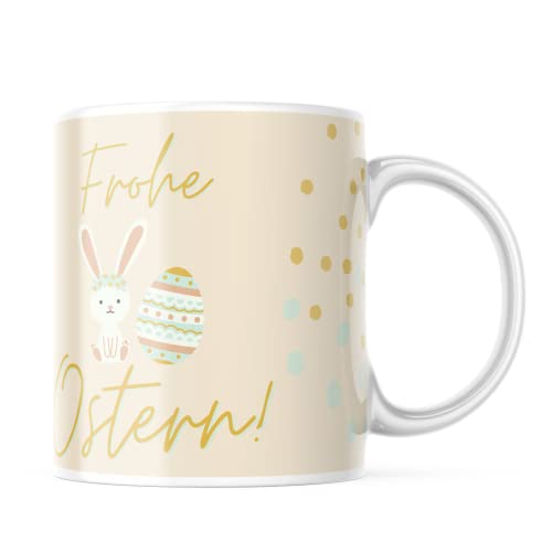 Tasse mit Frohe Ostern - Hasen Motiv, 330 Milliliter Kapazität, Spülmaschinenfest und Mikrowellensicher, lustiges Geschenk für Familie, Partner und Freunde - Für jeden Anlass von TASSen NeRD