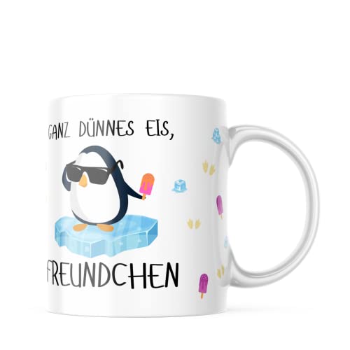 Tasse mit Ganz dünnes Eis - Pinguin Motiv, 330 Milliliter Kapazität, Spülmaschinenfest und Mikrowellensicher, lustiges Geschenk für Familie, Partner und Freunde - Für jeden Anlass von TASSen NeRD