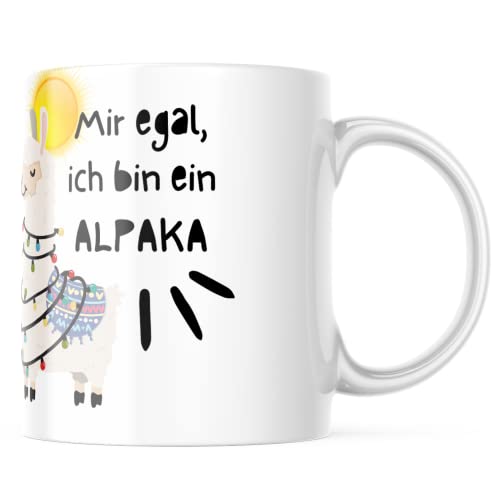 Tasse mit Mir egal, ich bin ein Alpaka. Alpaka Motiv 330 Milliliter, Kapazität lustiges Geschenk für Familie, Partner und Freunde von TASSen NeRD