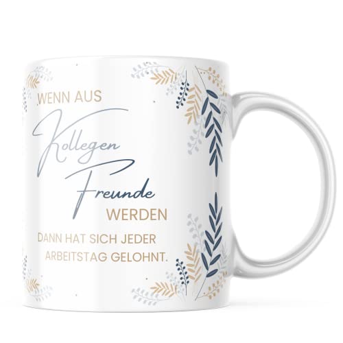 Tasse mit Wenn aus Kollegen Freunde werden - Freunde Motiv, 330 Milliliter Kapazität, Spülmaschinenfest und Mikrowellensicher, Geschenk für Familie, Partner und Freunde - Für jeden Anlass von TASSen NeRD