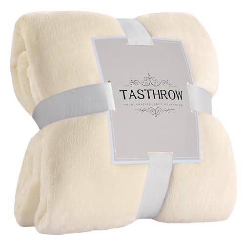 TASTHROW Cremeweiß Kuscheldecke Flauschig Decke Fleecedecke 130x150cm, Kuschlige Weiche Warme Decken, Wohndecke Sofa Decke für Zimmer Deko, Wohn- & Kuscheldecken von TASTHROW