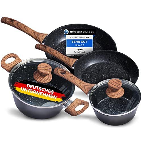 TastyMood® NEUES MODELL | Topfset Induktion | Kochtopf Set mit Pfanne & Casserole | Ideal für Induktionsherd & Ceranfeld | Töpfe Set mit Deckel | beschichtet & ergonomisch | Topf und Pfannenset… von TASTY MOOD