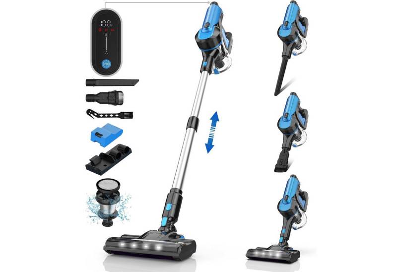 TASVAC Akku-Handstaubsauger Kabelloser 45KPa Staubsauger Akkusauger mit LED-Display, beutellos, Max 50 Min Laufzeit Anti-Verheddern leichter für Hartböden Teppiche von TASVAC