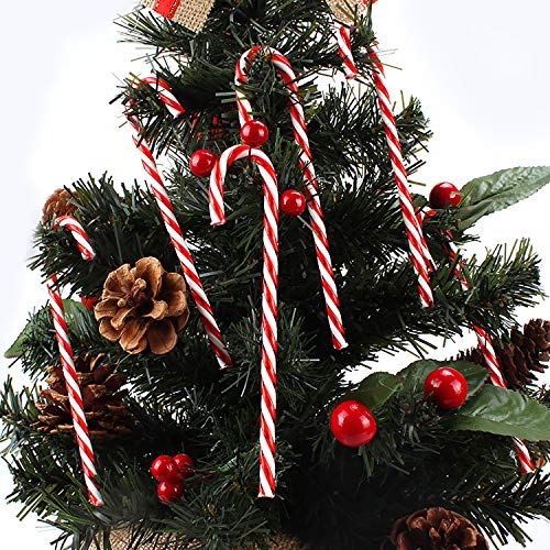 TATAFUN 24 Stück Weihnachten Twisted Candy Cane Dekorationen Rot Weiß Zuckerstangen Weihnachtsbaumschmuck mit Silber Kordel Christbaumanhänger für Weihnachtsbäume, zu Hause, Büros von TATAFUN