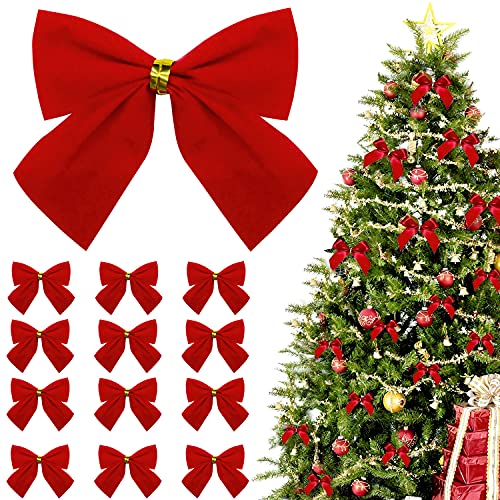 TATAFUN 120 Stück Weihnachten Bogen Rot Samt Schleife Schwalbenschwanz Bowknot mit Goldenen Krawatten, Weihnachtsbaumschmuck für Weihnachtskranz von TATAFUN