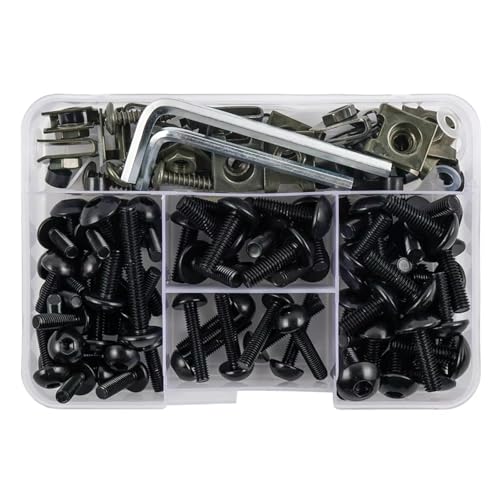 Motorräder Schrauben Kompatibel Mit Suzuki Für GSX600F Für GSX750F Für GSX1100F Für GSX1300R Motorradverkleidungsschrauben Befestigungsmutter Schrauben Komplettset 155 Stück(Black) von TATARENGS