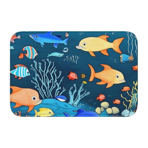 TATAUU Blue Underwater World of Fish Saumpolster 40x60, weich und bequem, rutschfest und verschleißfest, mit verschiedenen Mustern, geeignet für Zuhause und Büro. von TATAUU