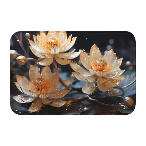 TATAUU Bohemian White Lotus Hem Pad 40x60 Weich und bequem, rutschfest und verschleißfest, mit verschiedenen Mustern, geeignet für Zuhause und Büro. von TATAUU