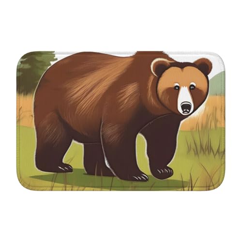 TATAUU Brown Bear Walking Hem Pad 40x60 Weich und bequem, rutschfest und verschleißfest, mit verschiedenen Mustern, geeignet für Zuhause und Büro. von TATAUU