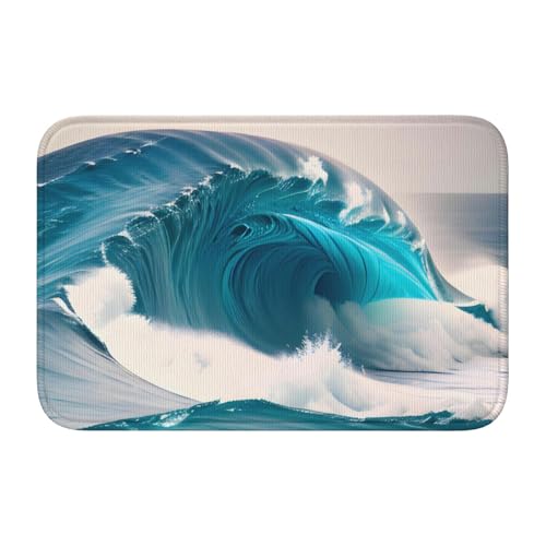 TATAUU Cartoon Blue Sea Wave Hem Pad 40x60 Weich und bequem, rutschfest und verschleißfest, mit verschiedenen Mustern, geeignet für Zuhause und Büro. von TATAUU