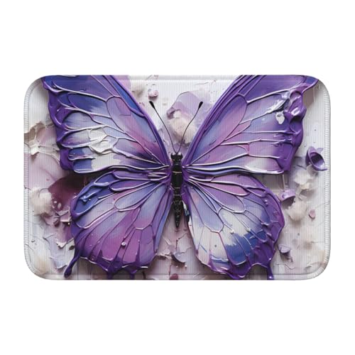 TATAUU Lila Ölgemälde Schmetterling Saumpolster 40x60 Weich und bequem, rutschfest und verschleißfest, mit verschiedenen Mustern, geeignet für Zuhause und Büro. von TATAUU