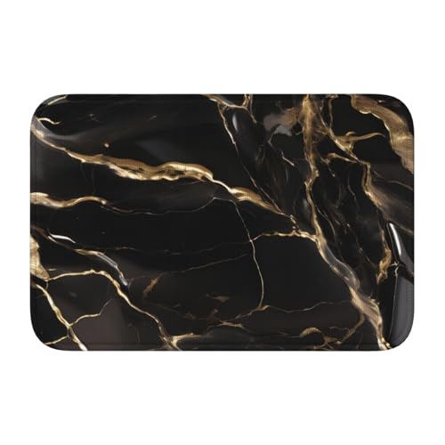 TATAUU Schwarz Gold Marmor Saumpolster 40x60 Weich und bequem, rutschfest und verschleißfest, mit verschiedenen Mustern, geeignet für Zuhause und Büro. von TATAUU